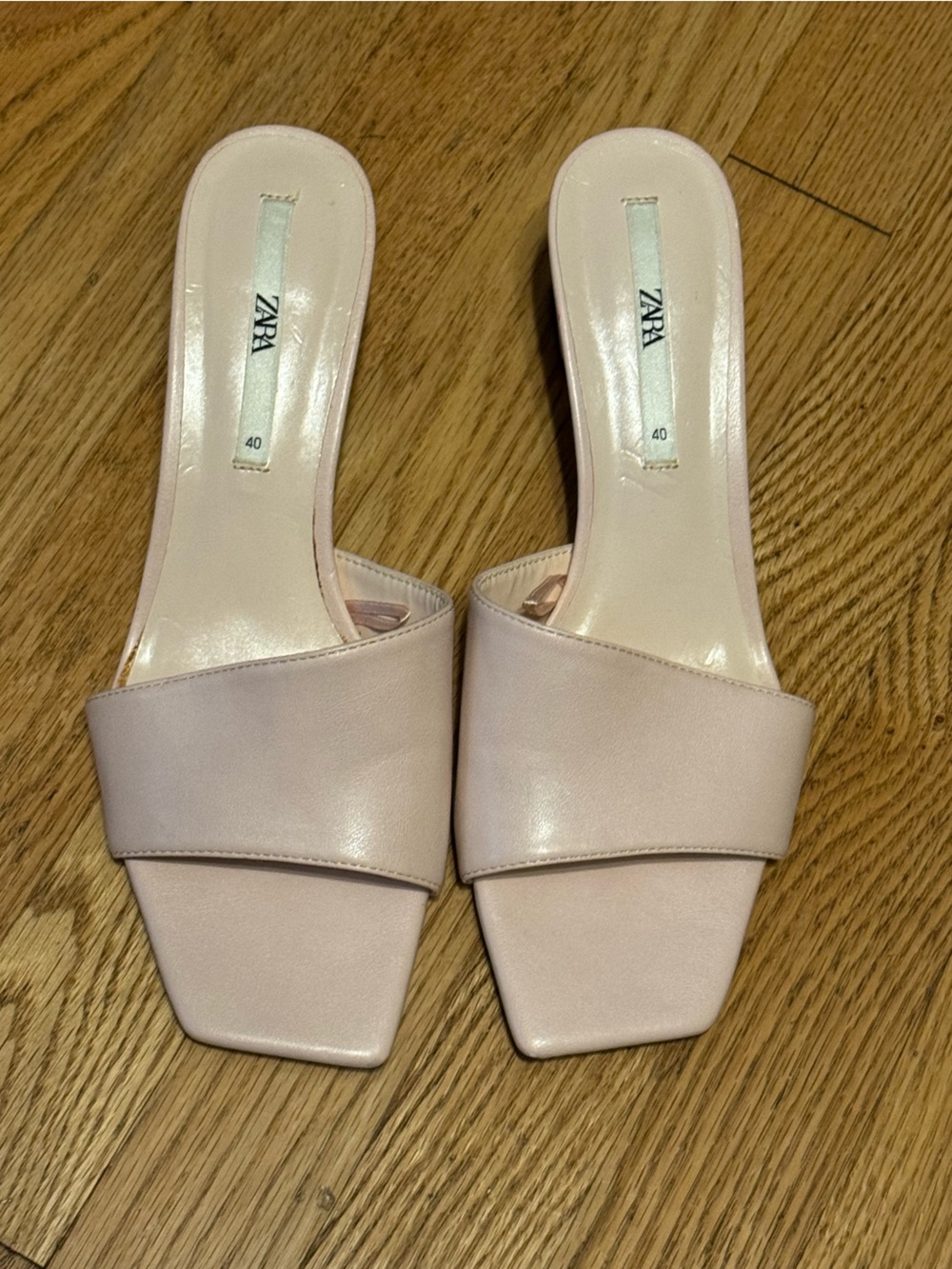 Zara Soft Pink Lucite Heel Mules sz.40/9